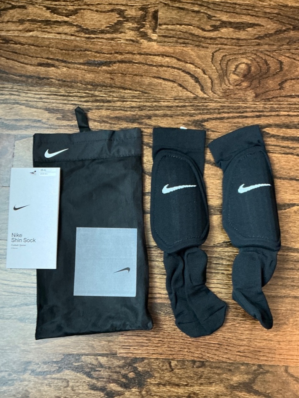 Nike Black Shinguard Socks Football/ Soccer Size M/L